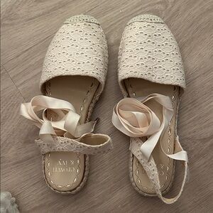 Cream Lace Espadrille Flats